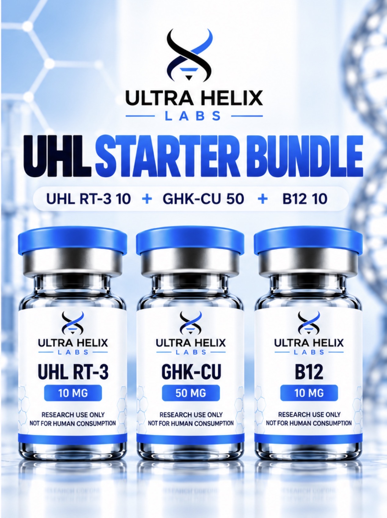 Starter Bundle (UHL RT-3 10mg + GHK-Cu 50mg + B12 10mg)